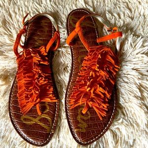 Sam Edelman Orange Leather Thong Sandals